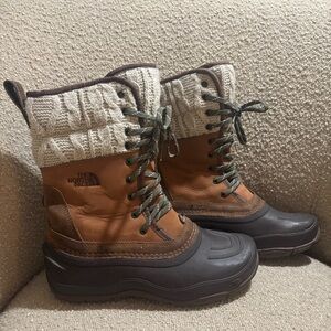 The North Face Brown & Cream Lace-Up Winter Boots